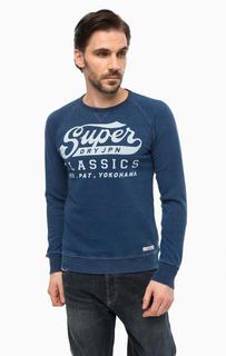 Синий хлопковый свитшот Superdry