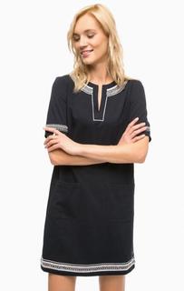 Короткое темно-синее платье с вышивкой Pennyblack