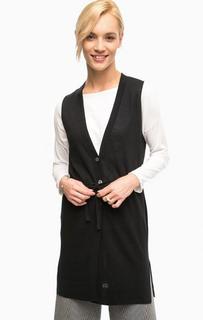 Темно-синий хлопковый трикотажный жилет Stefanel