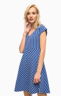 Синее хлопковое платье в белую полоску Pennyblack