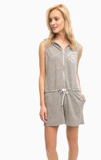 Серый хлопковый комбинезон на молнии Superdry