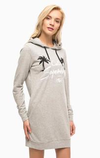 Короткое серое платье с капюшоном Superdry