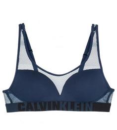 Синий бюстгальтер без косточек с эффектом push-up Calvin Klein