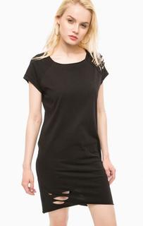 Короткое черное хлопковое платье MET