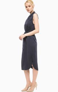 Синее платье средней длины с запахом Ichi