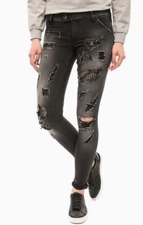Рваные черные джинсы скинни MET