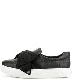 Черные слипоны с кожаной вставкой Fornarina