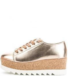 Золотистые кеды на танкетке Steve Madden