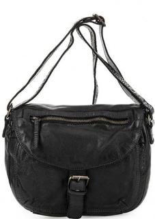 Черная кожаная сумка с откидным клапаном Gianni Conti