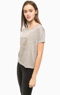 Серая футболка свободного кроя с разрезами Alcott