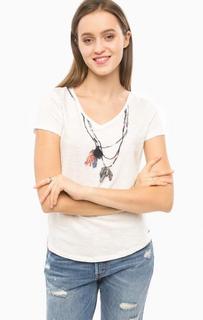 Хлопковая футболка с отделкой бисером Tom Tailor Denim
