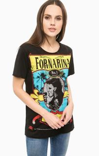 Черная футболка с контрастным принтом Fornarina