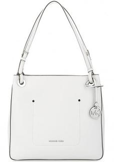 Белая кожаная сумка с двумя ручками Michael Michael Kors