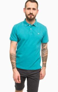 Бирюзовая футболка поло с разрезами по бокам Tom Tailor