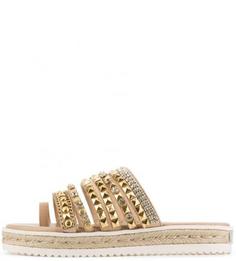 Бежевые сланцы из искусственной кожи Guess