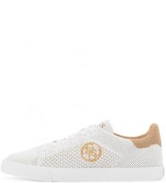 Белые хлопковые кеды на шнурках Guess