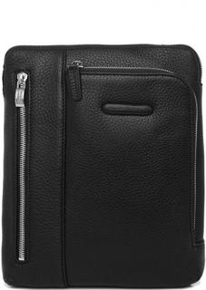 Черная кожаная сумка на молнии с карманами Piquadro