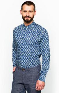 Хлопковая рубашка синего цвета с длинными рукавами Scotch&Soda