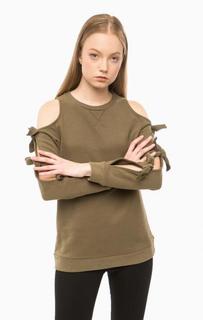 Хлопковый свитшот цвета хаки Pinko