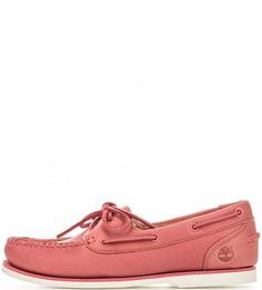 Кожаные топсайдеры кораллового цвета Timberland