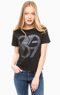 Черная хлопковая футболка с принтом Lee