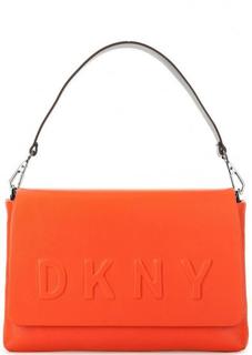 Кожаная сумка с логотипом бренда Dkny