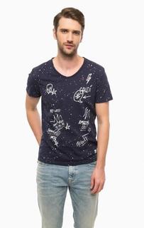 Синяя футболка с треугольным вырезом Gaudi