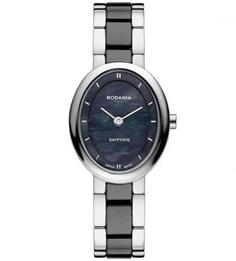 Часы овальной формы с перламутрово-черным циферблатом Rodania