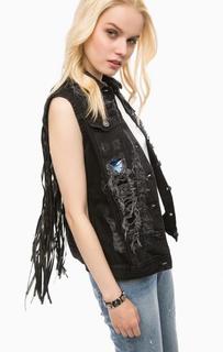 Рваный джинсовый жилет Fornarina