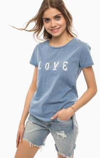 Синяя футболка с вышивкой Scotch&Soda