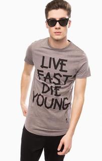 Футболка из хлопка серого цвета Religion