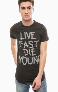 Футболка из хлопка темно-серого цвета Religion