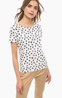 Белая хлопковая футболка в горошек Lerros