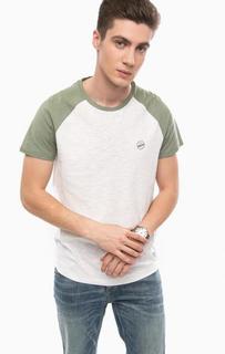 Хлопковая футболка с контрастными вставками Tom Tailor Denim