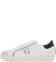 Белые кеды из натуральной кожи Trussardi Jeans