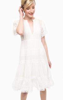Белое хлопковое платье свободного кроя D&S Ralph Lauren