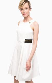 Приталенное платье и хлопка белого цвета Pois