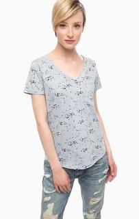 Синяя хлопковая футболка с карманом Ichi