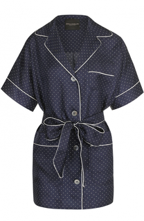 Шелковая блуза в пижамном стиле с поясом Erika Cavallini