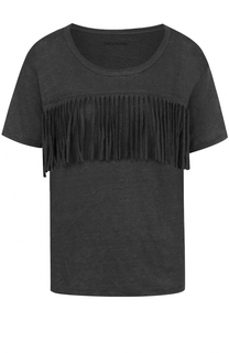 Льняная футболка прямого кроя с бахромой Zadig&amp;Voltaire Zadig&Voltaire
