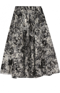 Шелковая юбка-миди с цветочным принтом Lanvin
