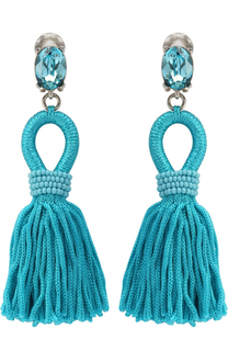 Серьги-клипсы с кистями и камнями Oscar de la Renta