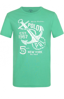Хлопковая футболка с принтом Polo Ralph Lauren