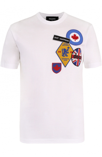 Хлопковая футболка с нашивками Dsquared2