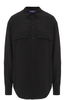 Шелковая блуза прямого кроя  накладными карманами Ralph Lauren