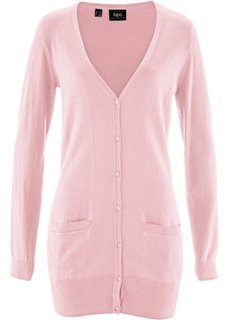 Длинный кардиган тонкой вязки (нежно-розовый) Bonprix