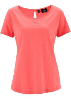 Футболка из материала фламе с коротким рукавом (коралловый) Bonprix