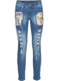 Цветные джинсы с эффектом потертости (голубой) Bonprix