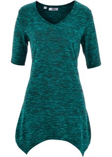 Футболка в меланжевом дизайне (изумрудный/черный меланж) Bonprix