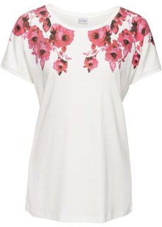 Классика гардероба: футболка с цветочным рисунком (кремовый/розовый с рисунком) Bonprix